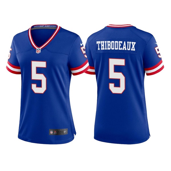 Women's New York Giants #5 Kayvon Thibodeaux Royal Classic Retired Player Stitched Jersey(Run Small)